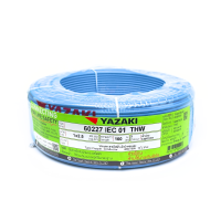 YAZAKI สายไฟ 60227 IEC 01 THW ขนาด 1x2.5 ตร.มม. (สีฟ้าอ่อน) ยาว 100 เมตร