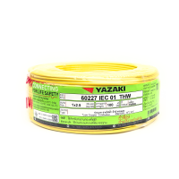 YAZAKI สายไฟ 60227 IEC 01 THW ขนาด 1x2.5 ตร.มม. สีเหลือง (Yellow) ยาว 100 เมตร