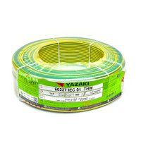 YAZAKI สายไฟ 60227 IEC 01 THW 1x4 (สีเขียวแถบเหลือง) ม้วน 100 เมตร