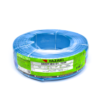 YAZAKI สายไฟ 60227 IEC 01 THW 1x4 (สีฟ้าอ่อน) ม้วน 100 เมตร