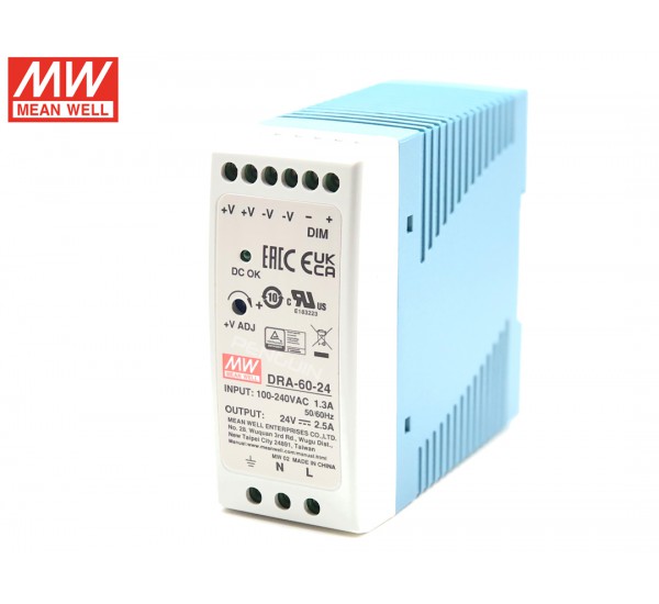 DRA-60-24 DIN Rail Power Supply  24V (60W) ยี่ห้อ MEAN WELL