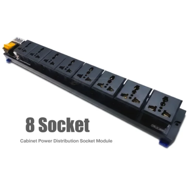 รางปลั๊กไฟ ยึดรางปีกนก 8 ช่อง (สำหรับติดตู้ Control)