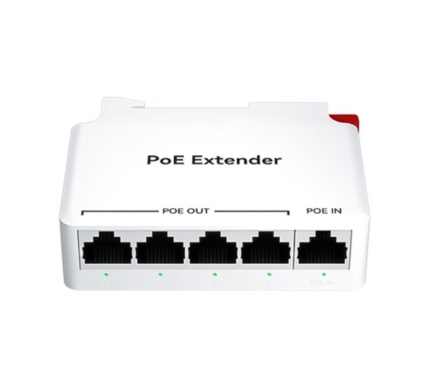 PoE Extender เข้า 1 ออก 4 (ยึดรางปีกนก) รุ่น DG104B