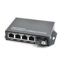 Gigabit Fiber Media Converter | 1 Fiber + 4 LAN | SC Single-Mode | WDM A | 3km