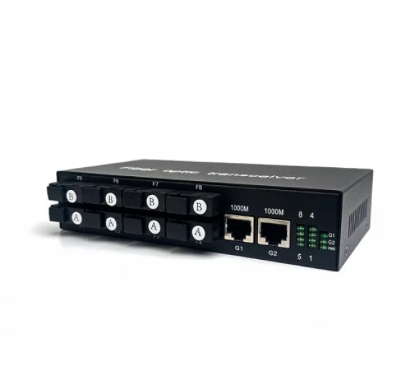 Gigabit Fiber Switch 8 Port (4A+4B) + 2 GE | SC Single-Mode | WDM | 3km