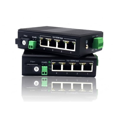 (2-in-one) Industrial Fiber Media Converter 4 Port 100M + RS485 (2-in-one) Industrial Fiber Media Converter 4 Port 100M + RS485