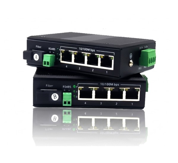 (2-in-one) Industrial Fiber Media Converter 4 Port 100M + RS485 (2-in-one) Industrial Fiber Media Converter 4 Port 100M + RS485