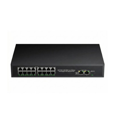 PoE Switch 16 Port 10/100 + 2 Gigabit Uplink + 1 SFP | 200W
