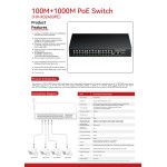 PoE Switch 24 Port 10/100 + 2 Gigabit Uplink + 1 SFP | 300W