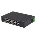 Gigabit 16 Port Industrial PoE Switch ยึดรางปีกนก