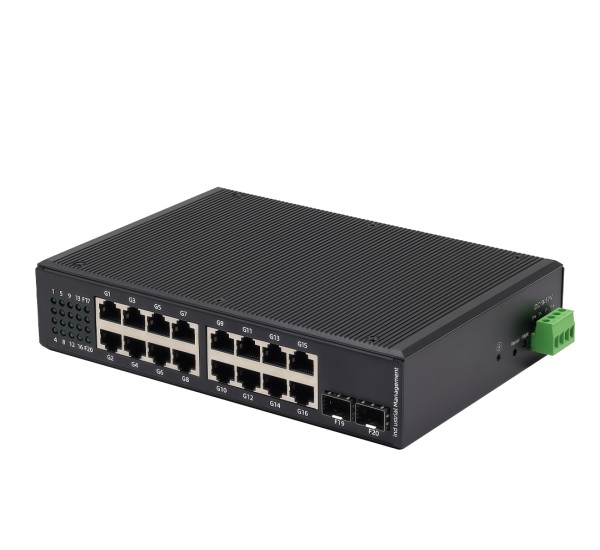 Industrial Gigabit PoE Switch 16 Port + 2 SFP | DIN-Rail