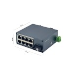Mini Industrial Gigabit Fiber Media Converter | 1 SC (WDM A) + 8 LAN | 20km