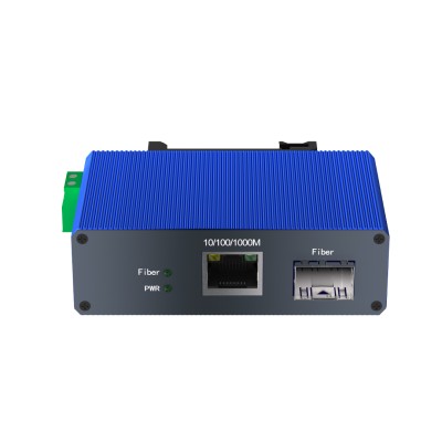 Mini Gigabit Industrial Media Converter | 1 SFP + 2 LAN | DC 9-57V