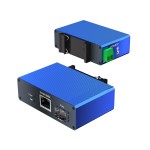 Mini Gigabit Industrial Media Converter | 1 SFP + 2 LAN | DC 9-57V