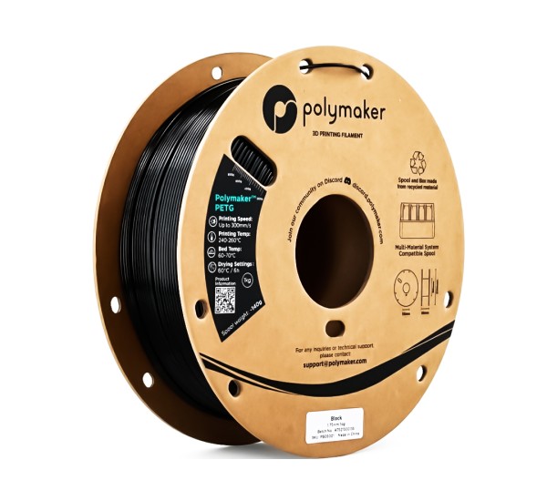 Polymaker™ PETG Black 1.75mm 1KG PB05001 | เส้นพลาสติก PETG สำหรับเครื่องพิมพ์ 3 มิติ