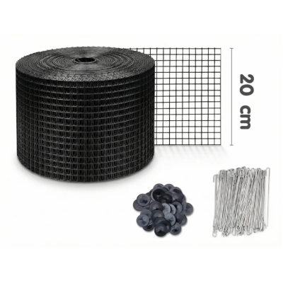 ตาข่ายกันนกใต้แผงโซลาร์เซลล์ 8 นิ้ว ยาว 30 เมตร พร้อมชุดติดตั้ง 80 ชุด