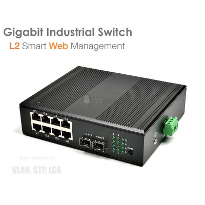 Gigabit Industrial WEB Manage Switch 8 Port + 2 SFP