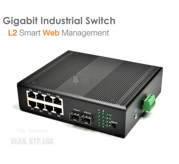 Gigabit Industrial WEB Manage Switch 8 Port + 2 SFP