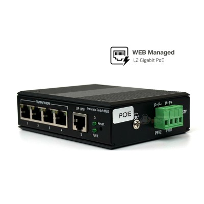 Gigabit Industrial Managed POE Switch 5 Port (Smart WEB)