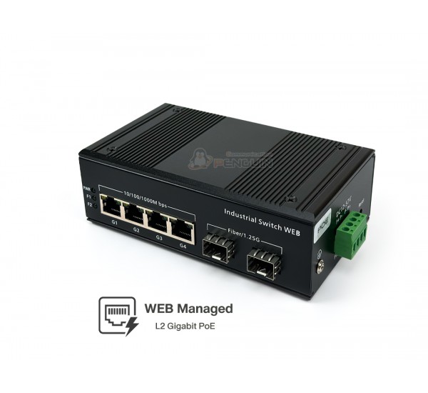 Full Gigabit Industrial Managed PoE Switch 4 Port + 2 SFP (WEB Managed)