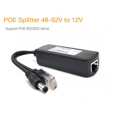 Active PoE Splitter Power Over Ethernet 48V - 52V to 12V