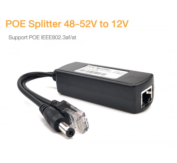 Active PoE Splitter Power Over Ethernet 48V - 52V to 12V