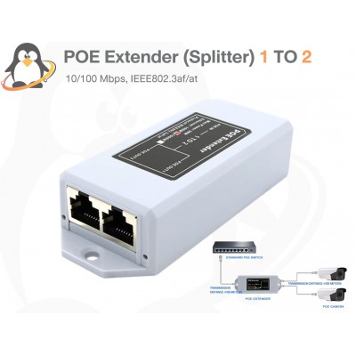 10/100M PoE Extender (Splitter) 1 ออก 2 ใช้กับ Standard PoE Switch 48V