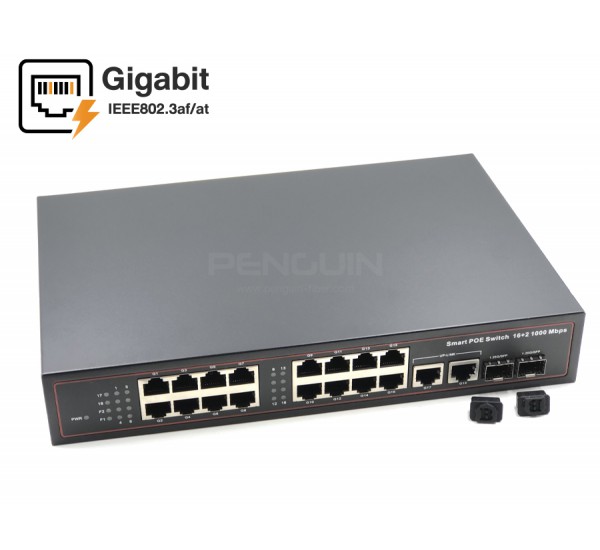 Gigabit PoE Switch 16 Port + 2GE + 2 SFP (Desktop)