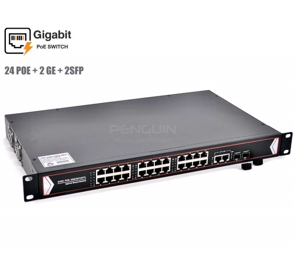 Gigabit PoE 24 Port + 2 GE + 2 SFP (Rack Mount 19")