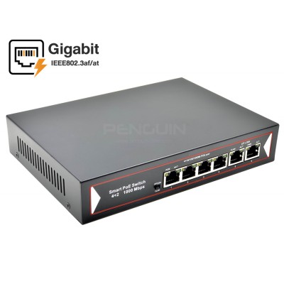 Gigabit PoE Switch 4 Port (Isolation Port) + 2 GE Uplink