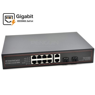 Gigabit PoE Switch 8 Port + 2GE + 2 SFP (Desktop)