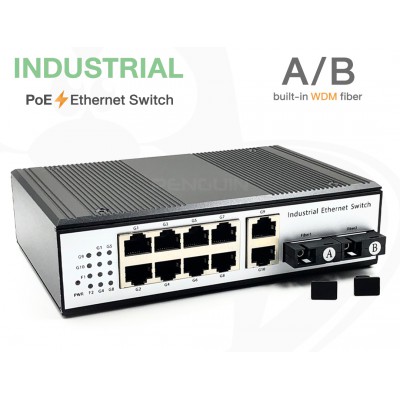 Gigabit Industrial PoE Switch 8 Port + 2GE + 2 SC (A+B)