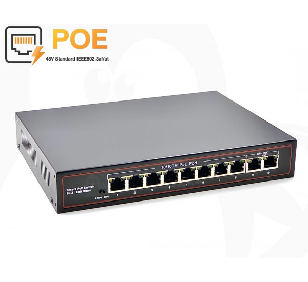 10/100M PoE Switch 8 PoE + 2 Uplink (10/100)