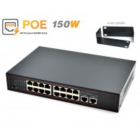 PoE Switch 16 Port 10/100M + 2 GE (พร้อมหูยึดตู้แร็ค)