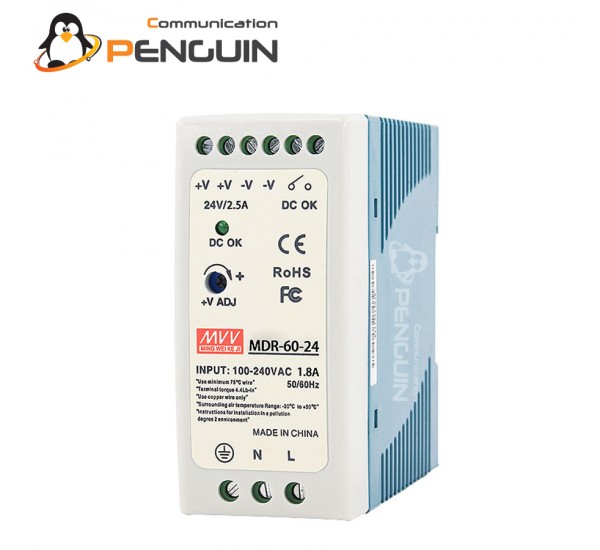 MDR-60-24 Industrial DIN rail power supply 24Vdc at 2.5A (60W)