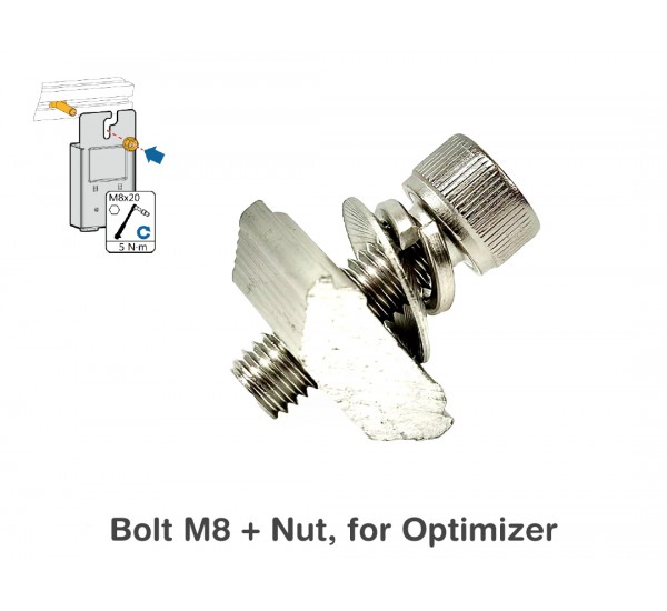 น๊อต (Bolt) M8 สำหรับยึด Optimizer กับรางโซล่าเซล