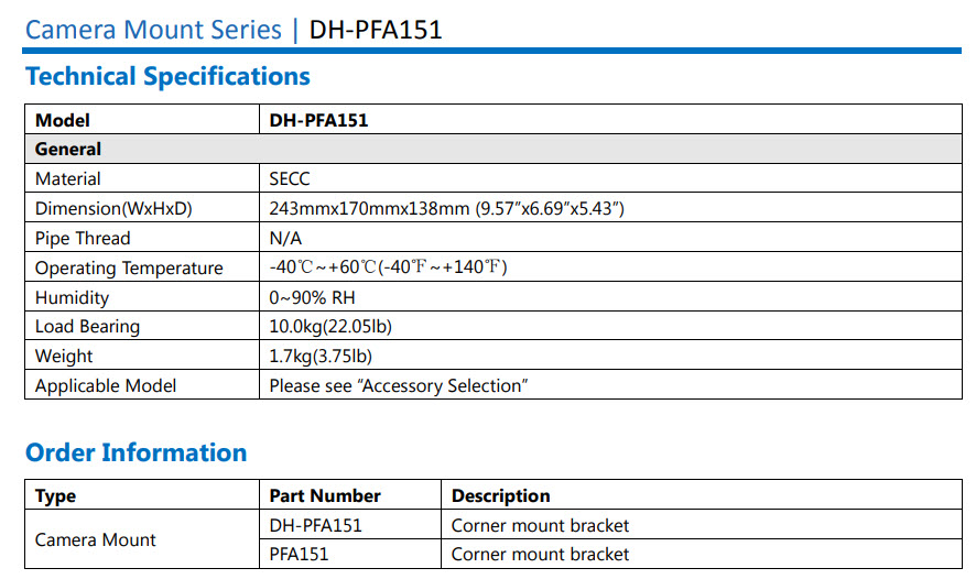 dahua PFA151