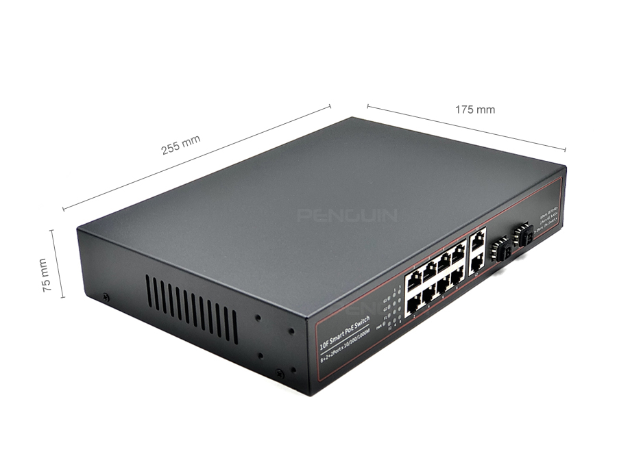 Gigabit PoE Switch 8 Port + 2 Gigabit Uplink + 2 SFP